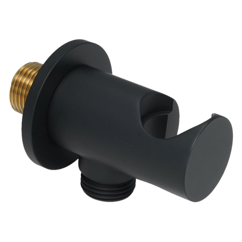 Product Cut out image of the JTP Vos Matt Black Shower Handset Holder & Outlet